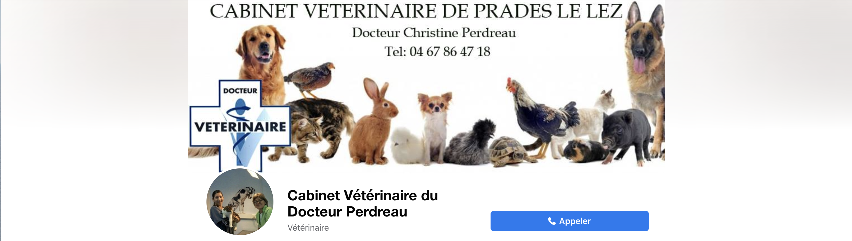 bannière de la page Facebook du cabinet vétéinaire du docteur Perdreau
